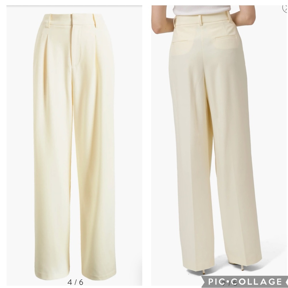 •LIKE NEW•WAYF Pleated Wide Leg Pants in Butter